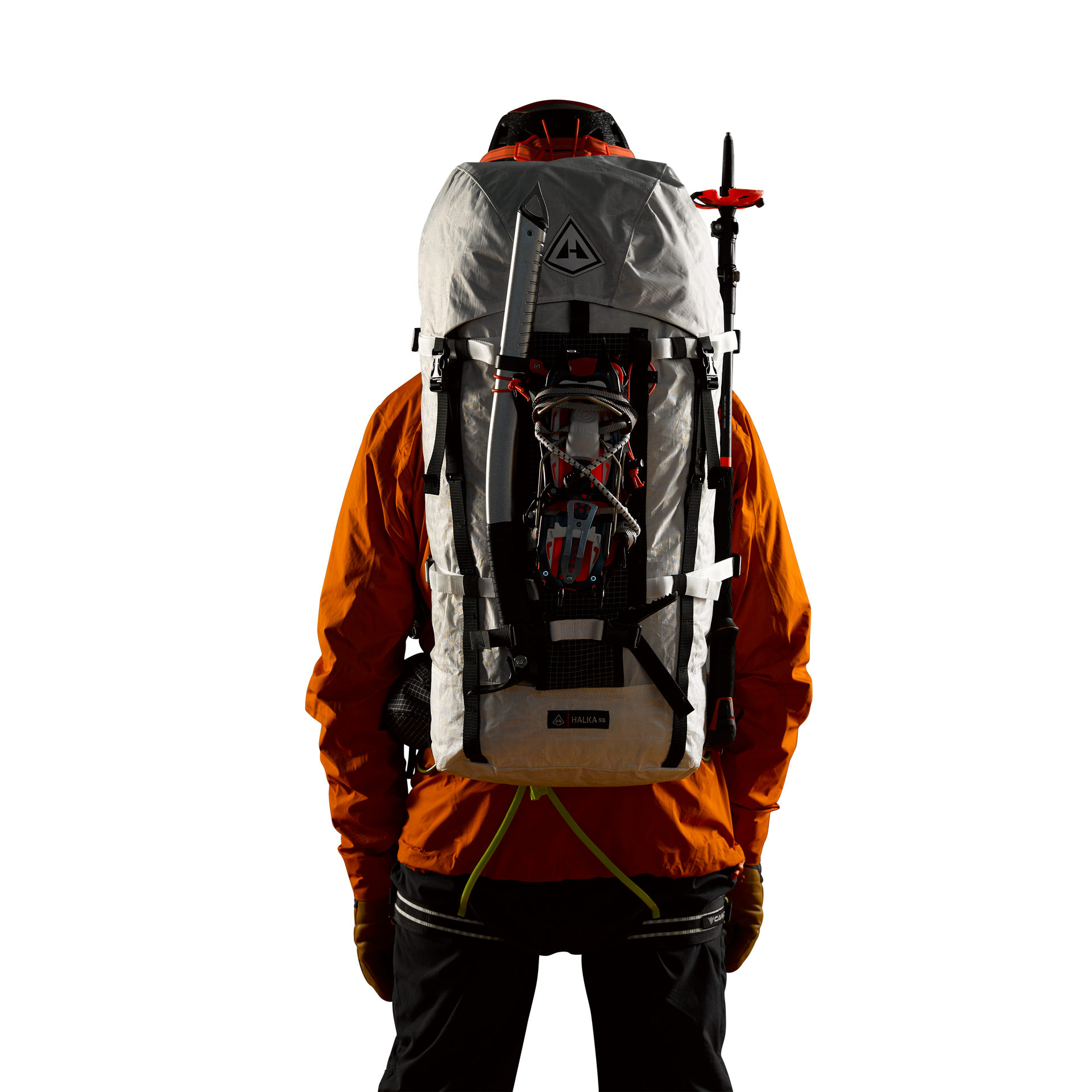 Back view of the Halka 70 by Hyperlite Mountain gear on model