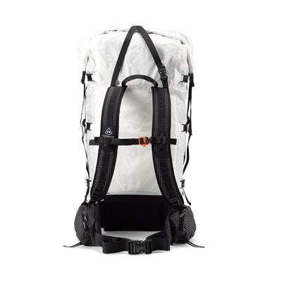 Back view of Hyperlite Mountain Gear's Porter 70 Pack in White