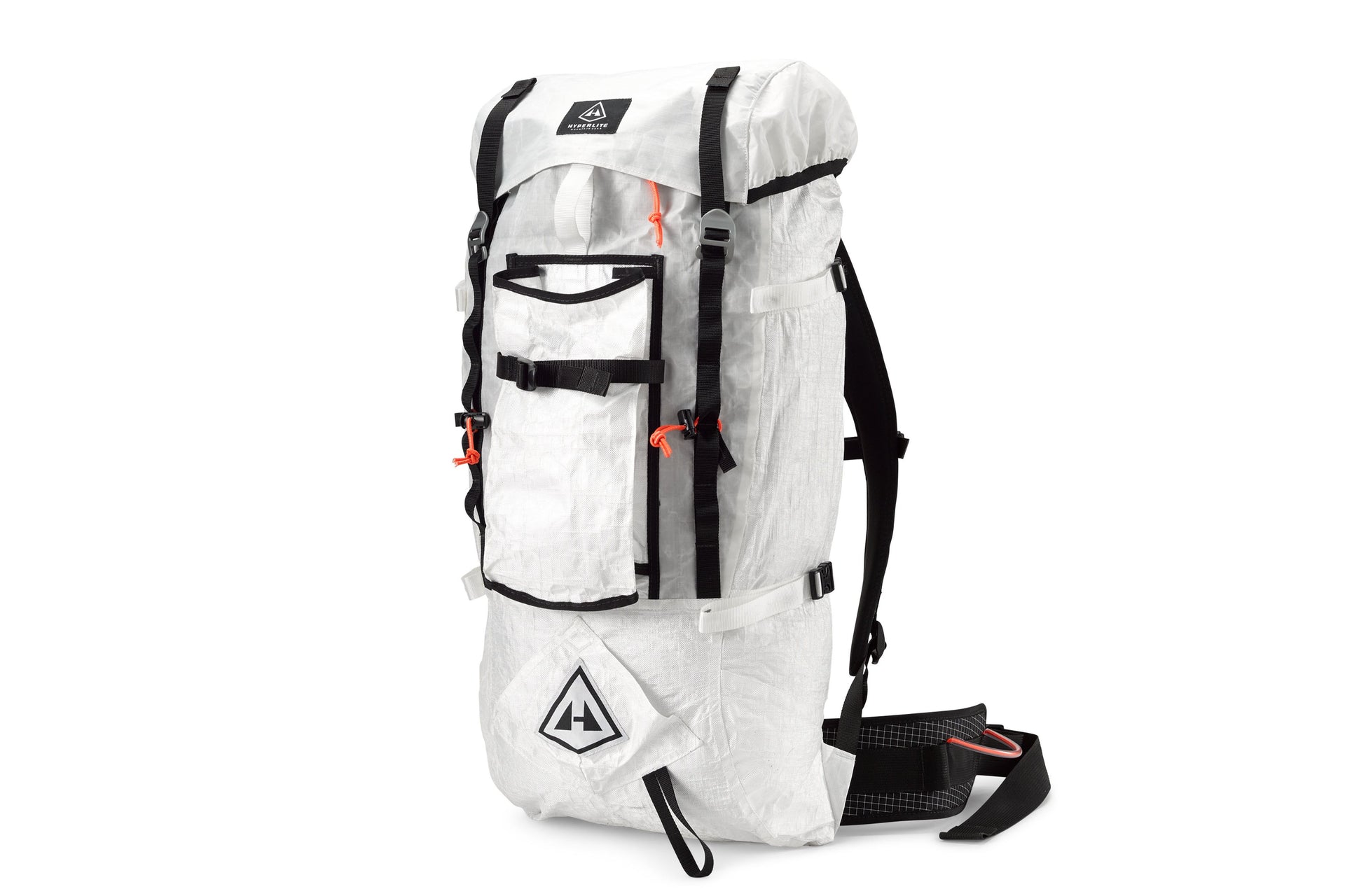 A white backpack on a white background.